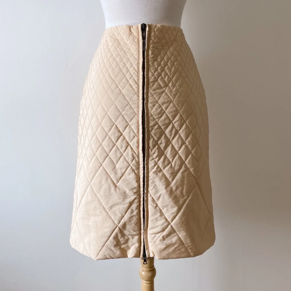 Postcard Tan Puffer Pencil Skirt with Back Zipper size M/8 RARE - Picture 3 of 10